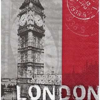 Pladao Napkin ภาพ Landmark London England กระดาษ แนพกิ้น สำหรับงานศิลปะ เดคูพาจ decoupage ขนาด L 33x33