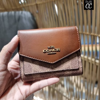 (แท้ 💯%‼ Factory) CO ACH 31548 SMALL WALLET IN COLORBLOCK SIGNATURE CANVAS