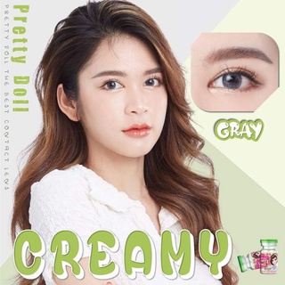 คอนแทคเลนส์ รุ่น mini Creamy ยี่ห้อ Pretty doll รุ่นใหม่ มีสีเทา ตาล สายตาปกติ