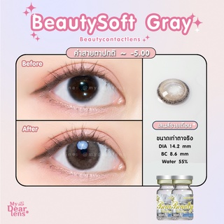 Beautysoft gray [ค่าสายตา -0.00 - 5.00 ] คอนแทคเลนส์ [ รายเดือน ] ยี่ห้อ beautylens ( ขนาดมินิ )