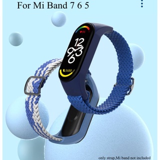 สายนาฬิกาข้อมือไนล่อนถัก ยืดหยุ่น ปรับได้ สําหรับ Mi band 7 6 5 miband 7 miband 7 correa xiaomi Mi band 5 6 7 PZWH