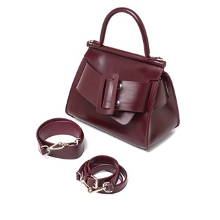 Karl24 cm maroon real leather