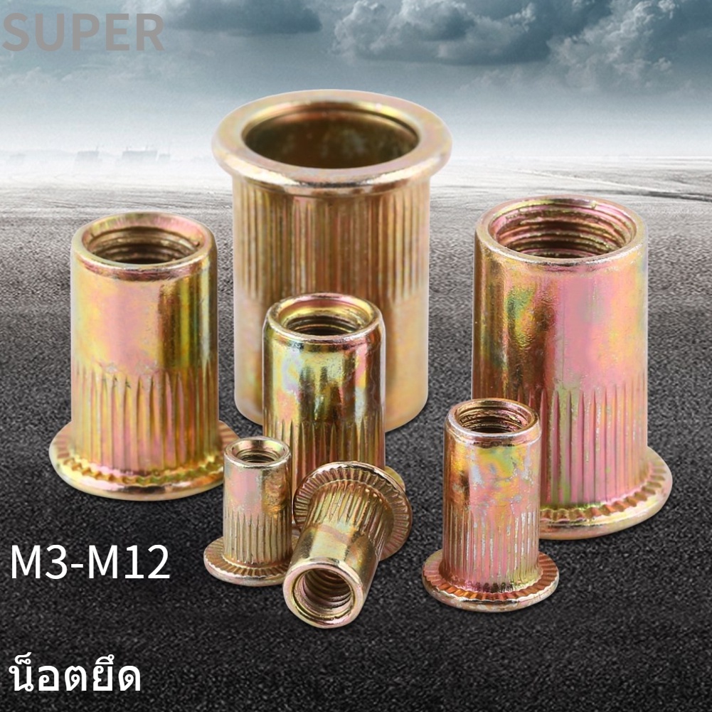 Supergoodsales ซื้อ 2 ชิ้น รับส่วนลด 2% M3-M12 Flat Threaded Rivet Nut Flange Fastener