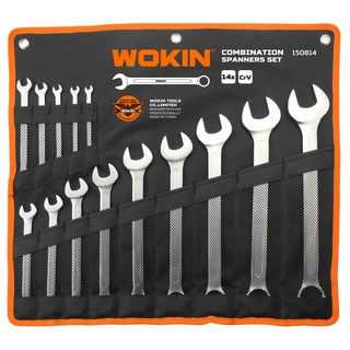 🔥โค้ดINC3LEL3ลด30฿ชุดประแจแหวนข้างปากตาย 14 ชิ้น 14 pcs combination spanner set ยี่ห้อ WOKIN รุ่น WK150814