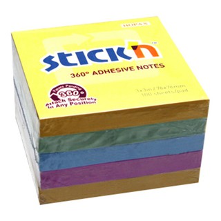กระดาษโน๊ตกาว 4มุม 3"x3" (4+1) คละสี สติก เอ็น Adhesive note paper, 4 angles 3 "x3" (4 + 1) assorted colors, sticker