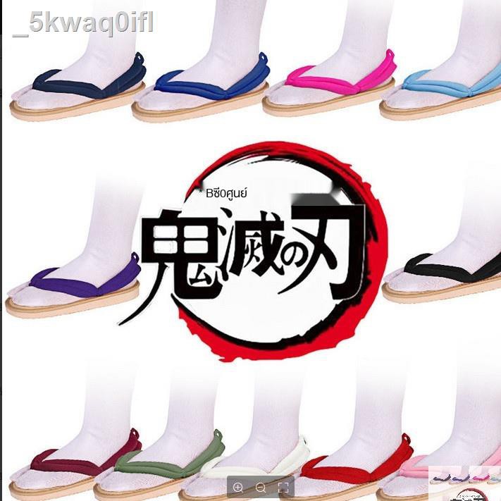 🔥ถูกและดี Demon Slayer Kimetsu No Yaiba Cosplay Clogs Geta Nezuko Kimono Shoes เนสึโกะ รองเท้า ❖⊕เด็ก Demon Slayer Bl
