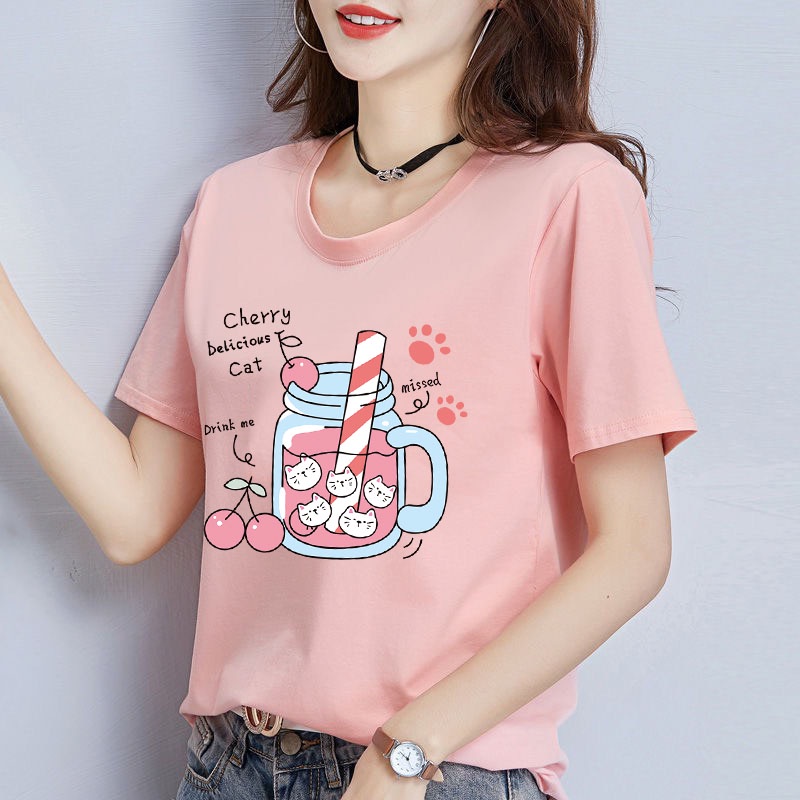 New Collection เสื้อยืดคอกลมลายเเฟชั่นน่ารัก T-744
