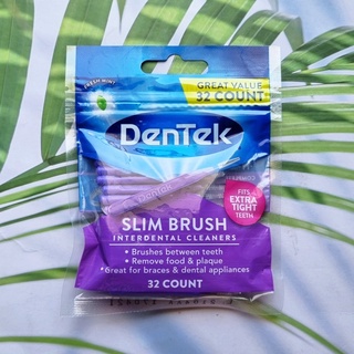 (DenTek®) Slim Brush Interdental Cleaners, Fresh Mint 32 Count เดนเทค อินเตอร์เดนทัล คลีนเซอร์ แปรงซอกฟัน แบบใช้แล้วทิ้ง