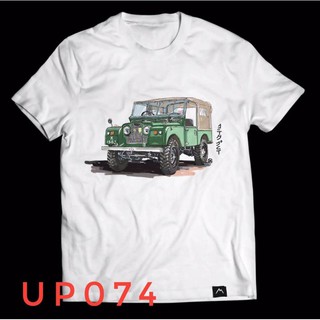 เสื้อยืด สีขาว ลายรถยนต์(up074)