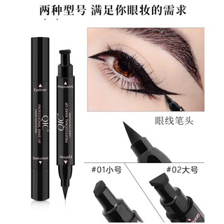 พร้อมส่ง!!2in1 eyelinerอายไลเนอร์หัวสามเหลี่ยมแบบ2หัว แห้งเร็ว ขนาด3.5กรัม