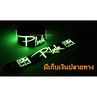 Pink  Wristband ริสแบนด์ เรืองแสง กำไลยาง ปั๊มนูน วงร็อค pg331 พร้อมส่ง