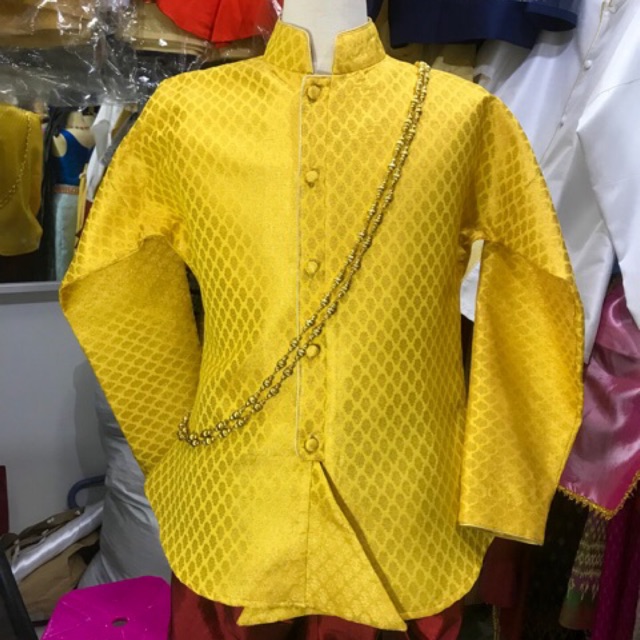 เสื้ออย่างน้อย ผ้าไหมอินเดีย สีเหลือง