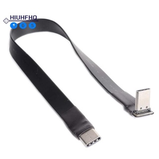 USB 3.1 Type C to Type C Extension Cable 90 Degree Adapter FPC FPV Ribbon Flat USB C Cable 3A 10Gbps EMI Shielding, 20cm