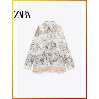 Zara ใหม่ เสื้อเชิ้ตแขนยาว คอปกโปโล ทรงหลวม สําหรับผู้หญิง 2879143 330