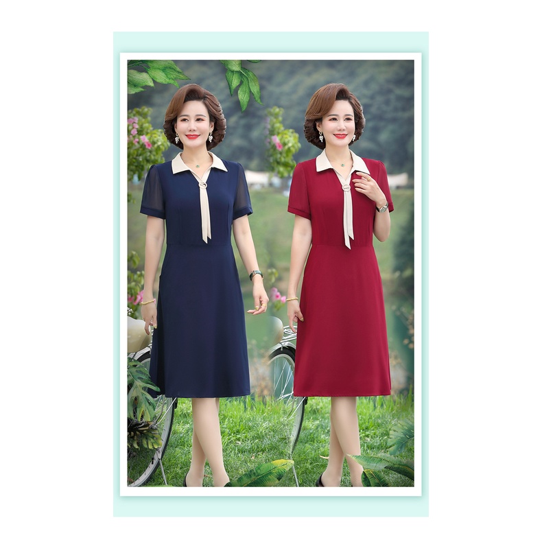 MIDDLE-AGED LADIES PARTY DRESS 2 COLORS-N3522