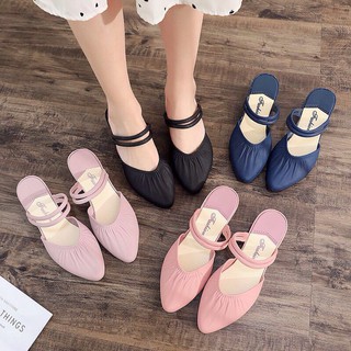 👡 รองเท้าคัชชู (รัดส้นดอกบัวตอง) 💕ใส่ได้2แบบ💕 เสริมส้นนิดหน่อย น่ารักมาก