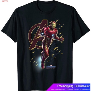 ย้อนยุคSKTT1 Marvelเสื้อยืดผู้ชายและผู้หญิง Marvel Avengers Endgame Iron Man Action Pose Graphic T-Shirt Marvel Short sl