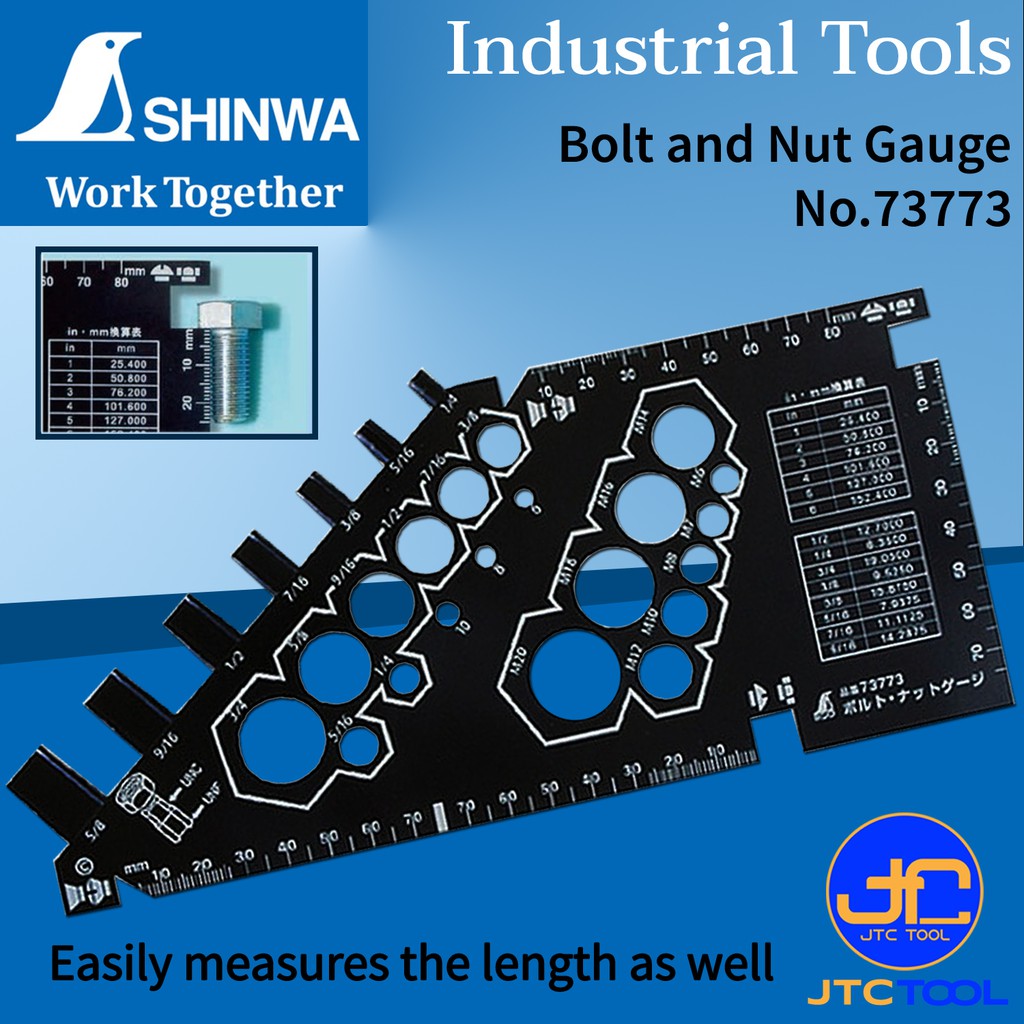 Shinwa เกจวัดขนาดสกรูและน๊อต รุ่น 73773 - Bolt & Nut Gauge No.73773
