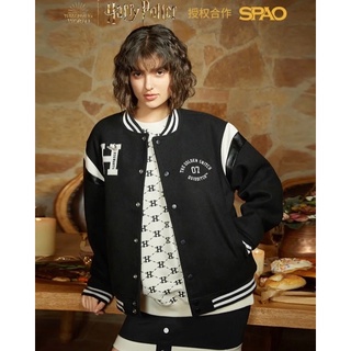 SPAO x Harry Potter 2022 Series Baseball Bomber Jacket แจ็คเก็ต บอมเบอร์ แขนหนัง