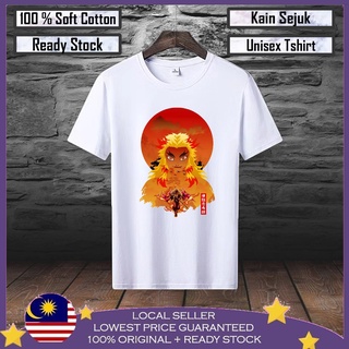 เสื้อยืด ผ้าฝ้าย 100% พิมพ์ลาย KYOJURO RENGOKU Demon Slayer Flame Lelaki สําหรับผู้ชาย