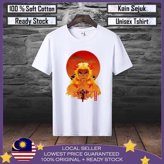 เสื้อยืด ผ้าฝ้าย 100% พิมพ์ลาย KYOJURO RENGOKU Demon Slayer Flame Lelaki สําหรับผู้ชาย