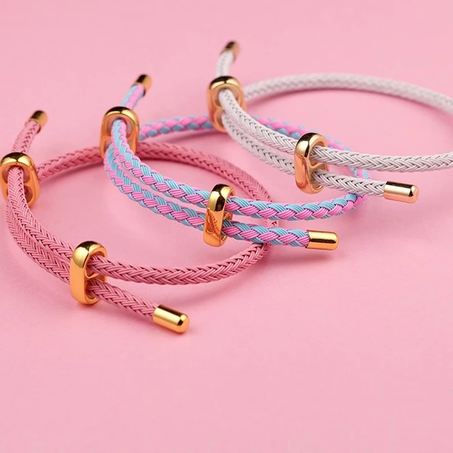 สร้อยข้อมือลูกปัดเหล็กรูปหมีสตรอเบอร์รี่ 3 มม สีทอง ปรับขนาดได้ thumbnail 4