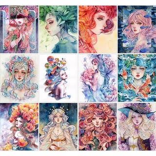 ภาพวาดสีน้ํามันบนผ้าใบ ตามตัวเลข รูปการ์ตูนเด็กผู้หญิง สําหรับตกแต่งผนังบ้าน