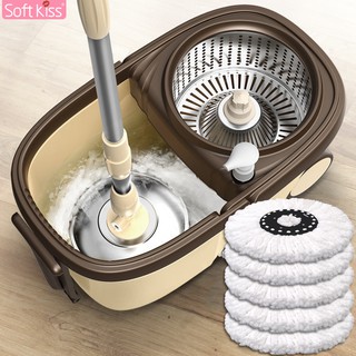 Softkiss Spin Mop ชุดถังปั่น ชุดถังปั่นสแตนเลส ม็อบถูพื้น ไม้ม็อบถูพื้น  ถังสแตนเลส ถังปั่นแห้ง ชุดถังปั่น ถังปั่นถูพื้น