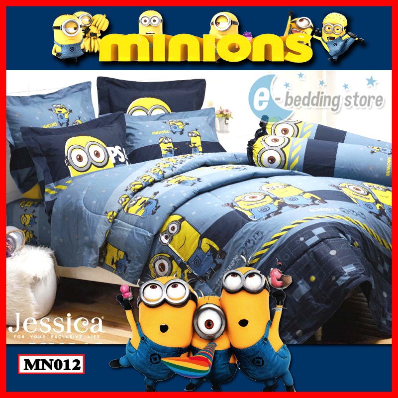 MN012 ชุดผ้าปูที่นอน+ผ้านวม ลายมินเนี่ยน ลิขสิทธิ์แท้ 100% ขนาด 3.5, 5, 6ฟุต (Minions) ยี่ห้อเจสสิก้า (Jessica)