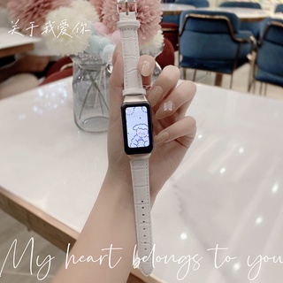 สายนาฬิกาข้อมือหนัง แบบเปลี่ยน สําหรับ Huawei Band 7 6 Honor Band 6