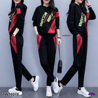 GN10276 Set วอร์ม เสื้อฮู๊ดแขนยาว+กางเกงขายาวสกรีนตัวหนังสือ