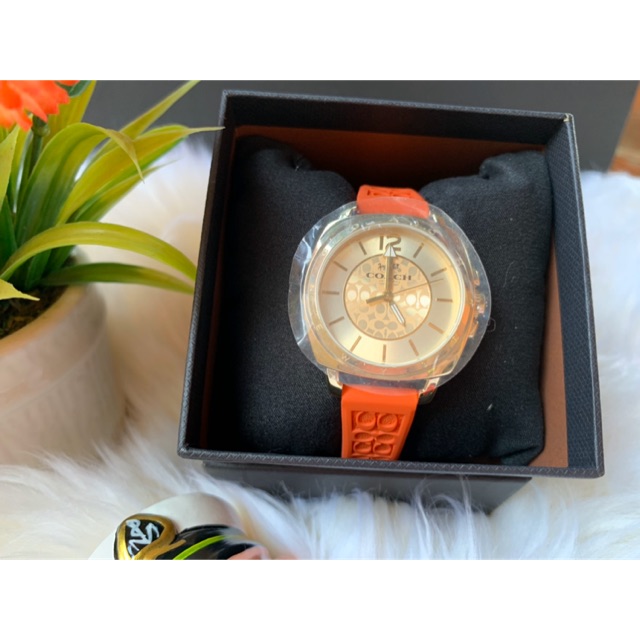 👉นาฬิกา Coach 14502094  👉Women's Boyfriend Orange Silicon Rubber Strap Watch