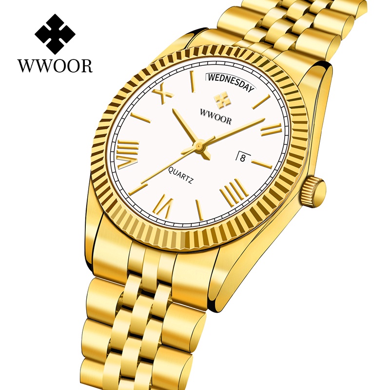 Wwoor นาฬิกาข้อมือแฟชั่น กันน้ํา หรูหรา สําหรับผู้ชาย -8886