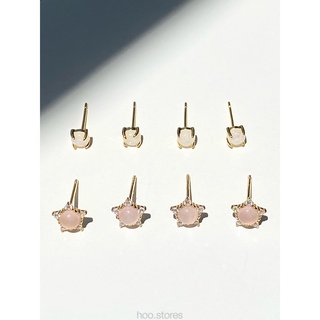 [all silver 925] hoo.stores Opal Studs (18k gold plated) ต่างหูแบบติดหูเงินแท้ s925 ต่างหูเพชรcz ต่างหูโอปอล