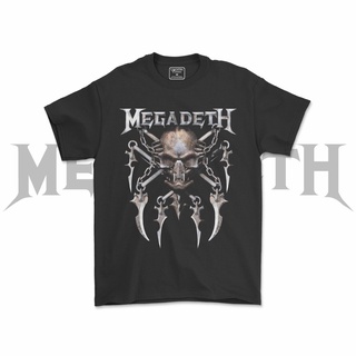 คอลูกเรือเสื้อยืดคอกลมเสื้อเชิ้ต Megadeth Band V1 สีดํา สําหรับผู้ชาย และผู้หญิงผ้าฝ้ายแท้