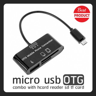 สาย แปลง micro usb OTG with hcard reader sd tf card