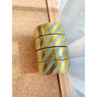 💙 BLUE GOLDEN STRIPE WASHI TAPE 💙 วาชิเทป เทป ลายทาง ทอง ฟ้า 💙