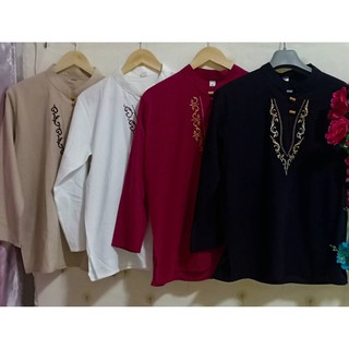 เสื้อสีพื้น เสื้อสีพื้นแขนยาว เสื้อคอจีน เสื้อผ้าฝ้ายสีพื้น  ลายปัก