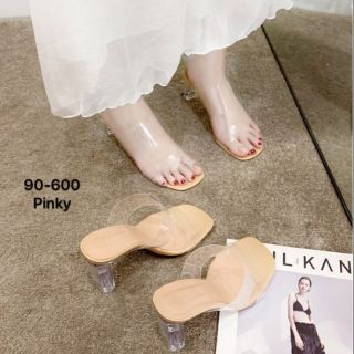 รองเท้าส้นแก้วแบบสวมพลาสติใสไม่บาดเท้า สไตล์เกาหลี สูง 9cm.ไฮโซสุด90-600!!ทักแชทเช็คไซส์