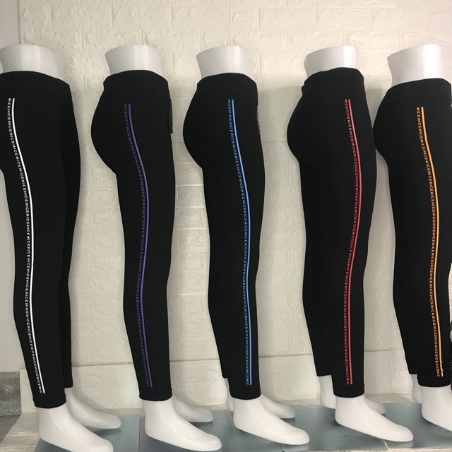 กางเกงเลกกิ้งขายาวสีดำ แถบข้าง ดีไซน์สปอร์ต สำหรับผู้หญิง เสื้อผ้าผู้หญิง  พร้อมส่งในไทย