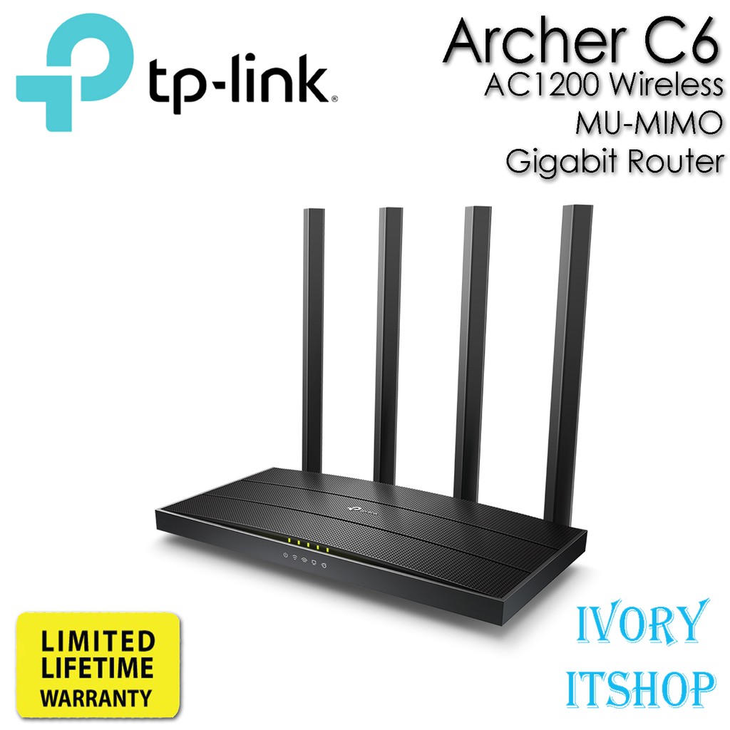 TP-Link Archer C6 Wi-Fi เราเตอร์ AC1200 Wireless MU-MIMO Gigabit Router (รองรับโหมด Access Point)