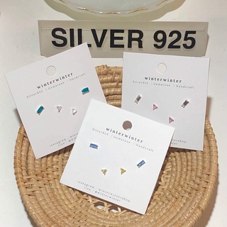 Winterwinter Jewelry Silver925 : เครื่องประดับเงินแท้ เงินแท้925 ต่างหูเซ็ต มีให้เลือกหลายสี น่ารักมาก