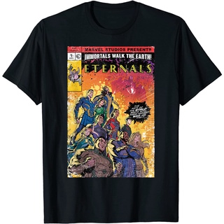 แขนสั้นcrew neckเสื้อยืด ผ้าฝ้าย พิมพ์ลาย Marvel Eternals สไตล์วินเทจS-XXXXL