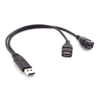 Usb 3.0 Female to Dual USB Male Extra Power Y สายเคเบิ้ลเชื่อมต่อข้อมูลสําหรับโทรศัพท์มือถือ