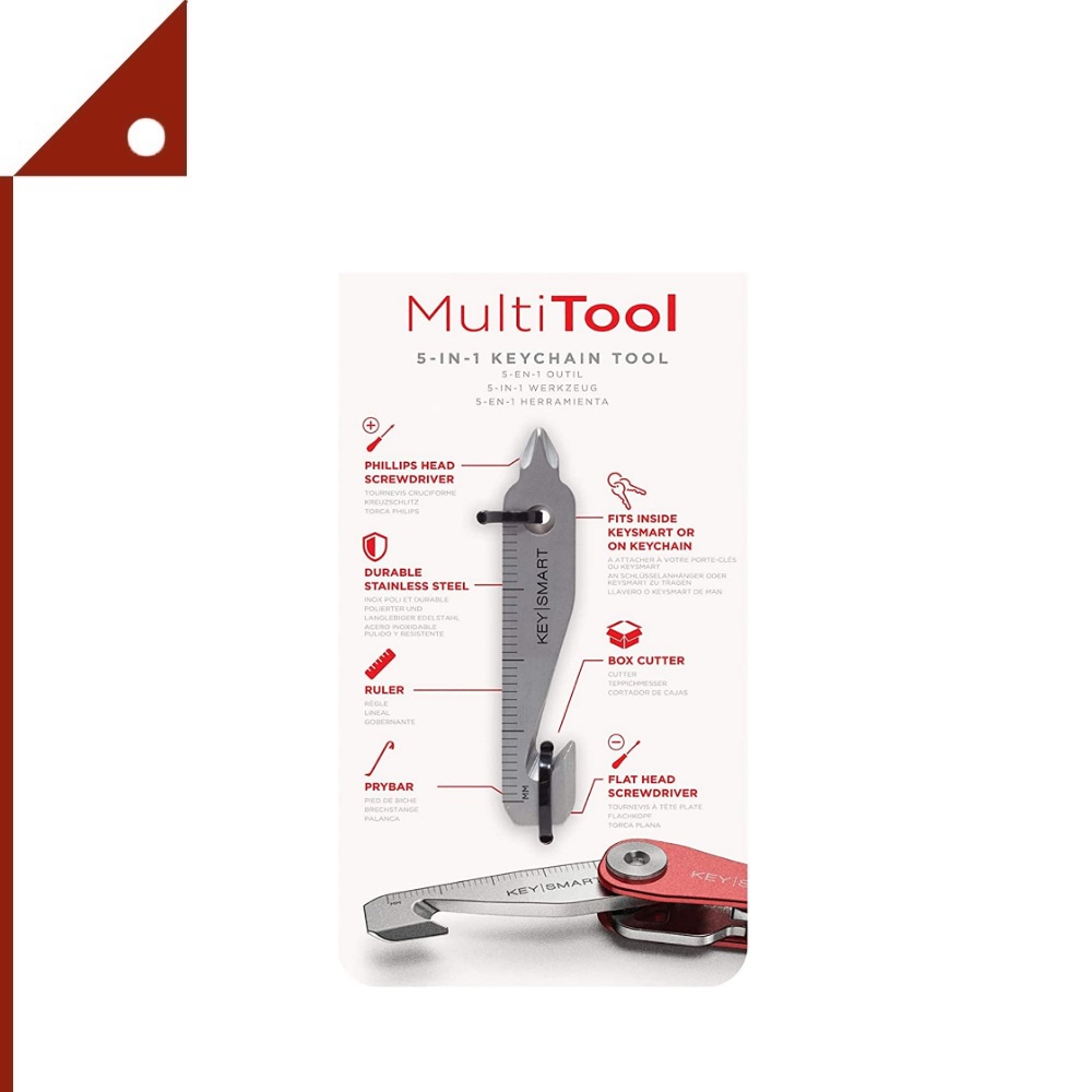 KeySmart : KSMKS823-SS* ชุดเครื่องมือสำหรับห้อยพวงกุญเเจ MultiTool 5-in-1 Multi-Purpose Keychain Too