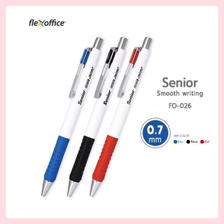 ปากกาลูกลื่น Flexoffice Senior รุ่น FO-026 หมึกสีน้ำเงิน/แดง/ดำ ขนาดหัว 0.7mm เขียนลื่น จับถนัดมือ!!