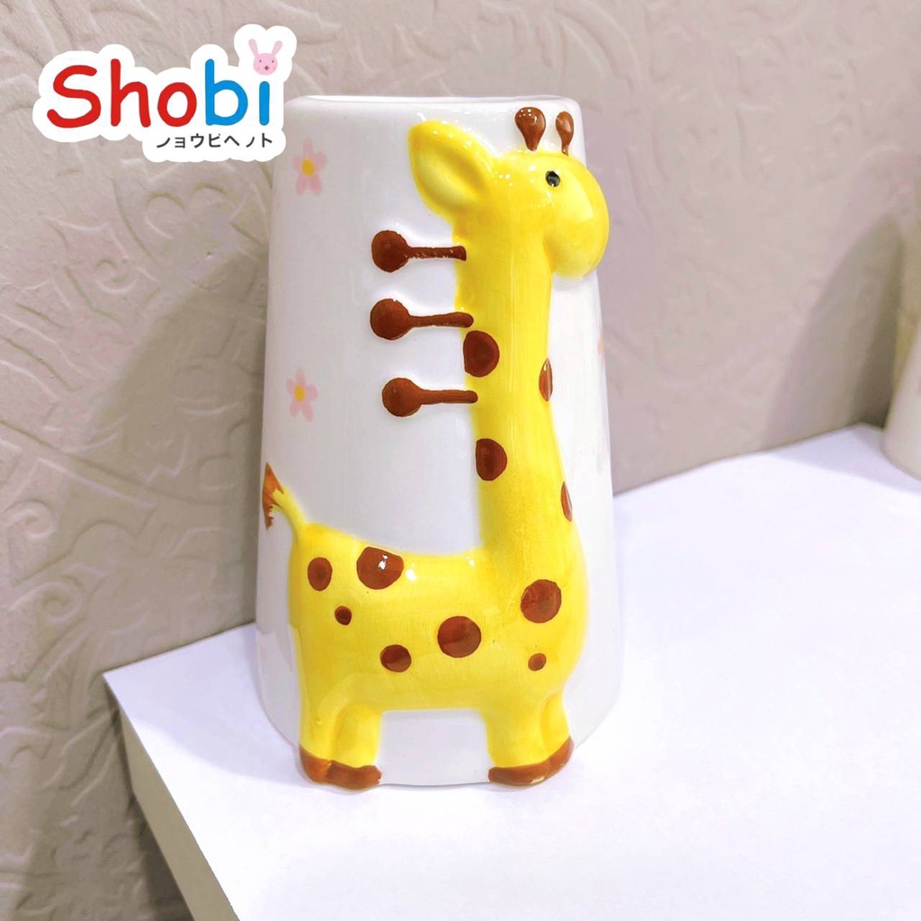 Shobi-BE-W19  ที่วางขวดน้ำเซรามิกยีราฟ  สินค้าพร้อมส่ง 