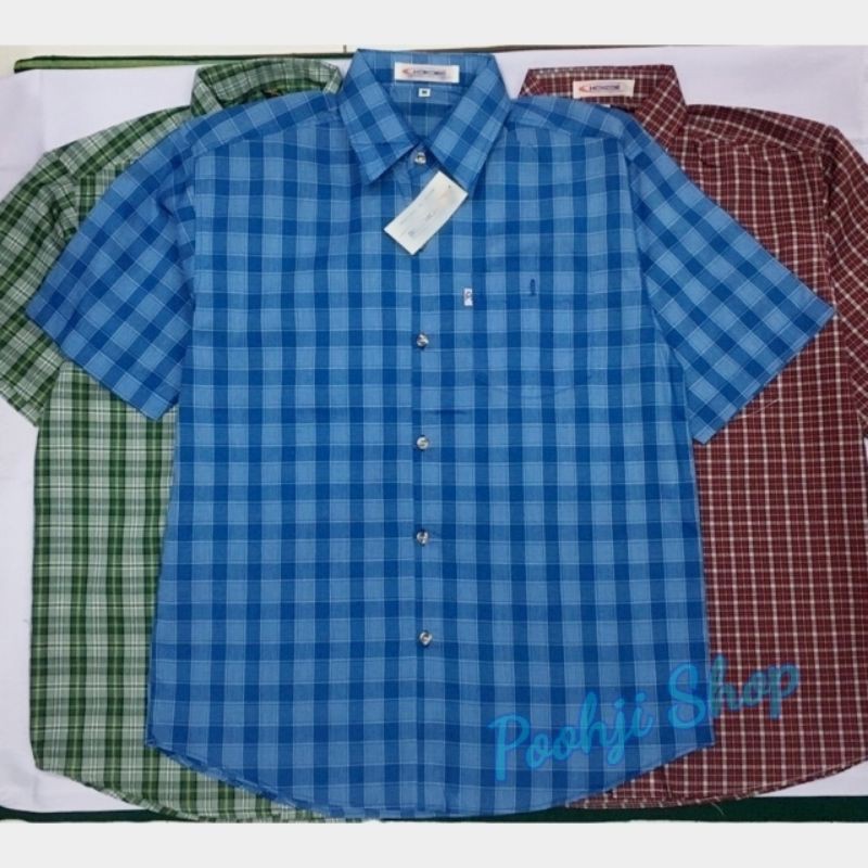 เสื้อเชิ้ต ลายสก็อต แขนสั้น ไซส์ L ราคาถูก ผู้หญิง ผู้ชาย ใส่ได้