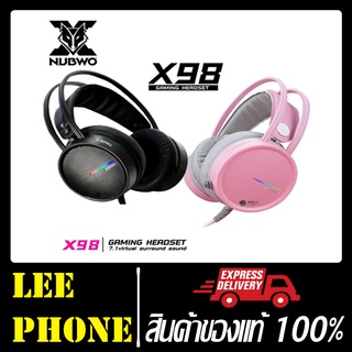 หูฟังเกมมิ่ง Nubwo X98 PINK BLACK Gaming Headset 7.1 Virtual Surround