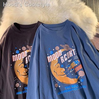 ◇✴❧ผ้าฝ้าย 100% สไตล์ฮ่องกงฤดูใบไม้ร่วงแขนยาวเสื้อยืดชายเกาหลีรุ่นหลวมเทรนด์อินอเมริกันลำลองพิมพ์ชายฤดูใบไม้ร่วงเสื้อผ